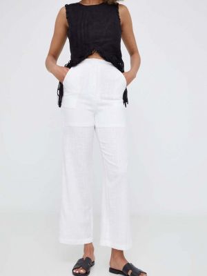 Jednobarevné kalhoty s vysokým pasem Answear Lab bílé