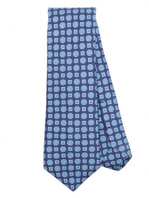 Svilena kravata s printom Kiton plava