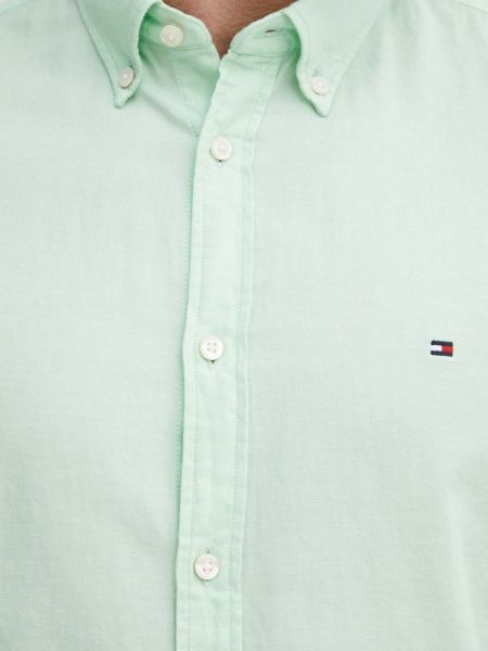 Koszula na guziki slim fit bawełniana Tommy Hilfiger zielona