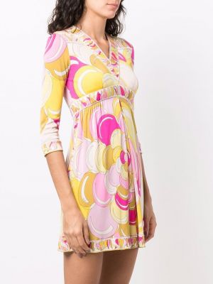Růžové hedvábné šaty s potiskem s abstraktním vzorem Emilio Pucci Pre-owned