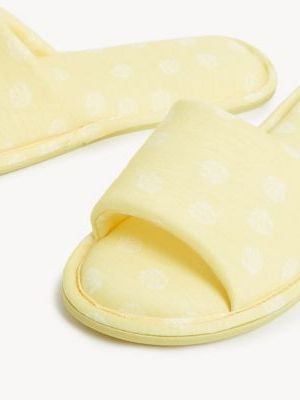 Womens M&S Collection Shell Print Open Toe Mule Slippers - Soft Yellow, Soft Yellow M&s Collection