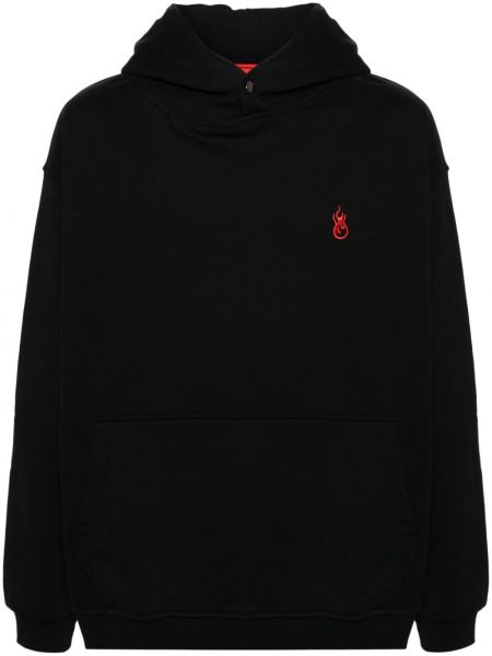 Kokvilnas kapučdžemperis ar izšuvumiem Vision Of Super melns