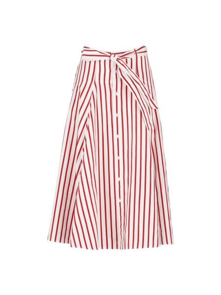 Spódnica midi bawełniana Ralph Lauren czerwona