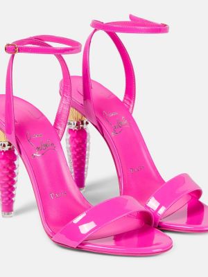 Kožne sandale od lakirane kože Christian Louboutin ružičasta