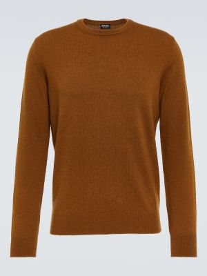 Jersey de cachemir de tela jersey con estampado de cachemira Zegna marrón