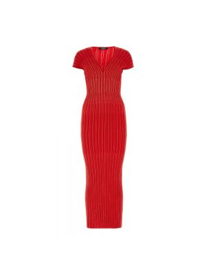 Sukienka długa z wiskozy Balmain czerwona