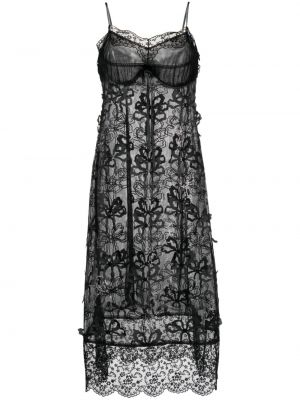 Průsvitné koktejlové šaty s flitry Simone Rocha černé