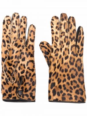 Rokavice s potiskom z leopardjim vzorcem Maison Margiela rjava