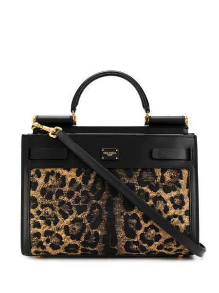 Bolso shopper leopardo Dolce & Gabbana negro