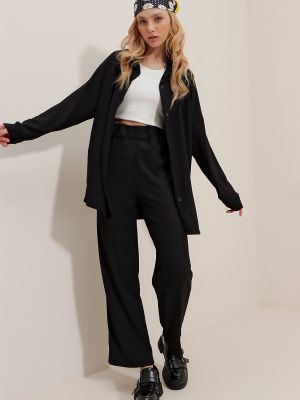 Relaxed fit marškiniai oversize Trend Alaçatı Stili juoda