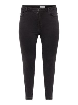 Bavlnené džínsy s vysokým pásom na zips Noisy May Curve - čierna