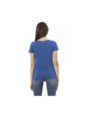 Camiseta de algodón con estampado manga corta Trussardi azul