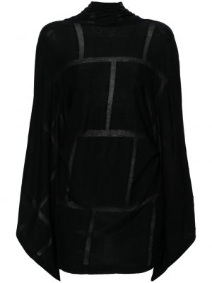 Plašč z draperijo Yohji Yamamoto črna