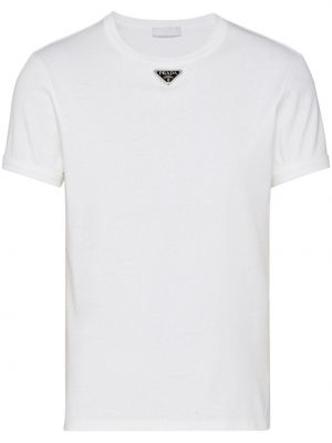 Βαμβακερή μπλούζα Prada λευκό