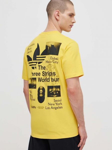 Pamut póló Adidas Originals sárga