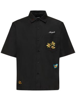 Bavlnená košeľa s výšivkou Axel Arigato čierna