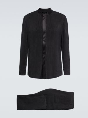 Satenska ukrojena obleka Giorgio Armani črna