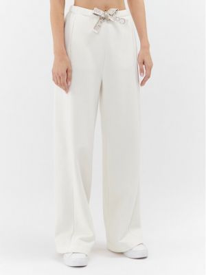 Pantaloni largi cu croială lejeră Calvin Klein Jeans alb