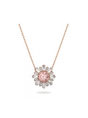 Collar de oro rosa de cristal Swarovski rosa