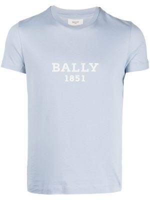 Памучна тениска с принт Bally синьо