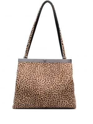 Leopardí kabelka s potiskem Versace Pre-owned hnědá
