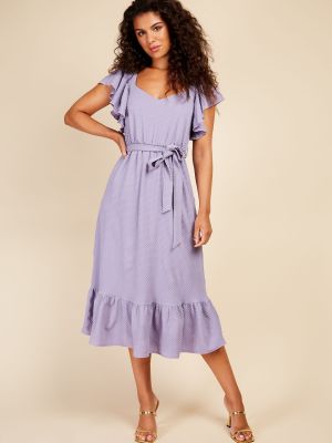 Платье миди с рюшами Little Mistress Фиолетовое