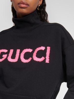 Kokvilnas džemperis ar augstu apkakli džersija Gucci melns
