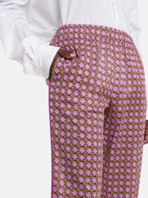 Памучни прав панталон с принт Tory Burch виолетово