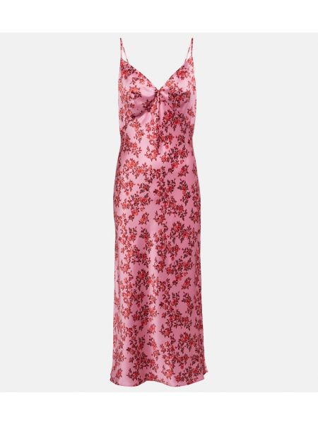 Атласное платье в бельевом стиле в цветочек с принтом Emilia Wickstead красное