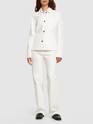 Bavlnená priliehavá džínsová bunda Ferragamo biela