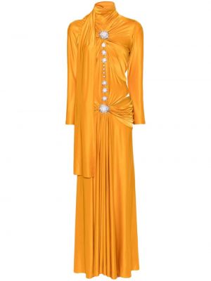 Вечерна рокля с кристали Rabanne оранжево