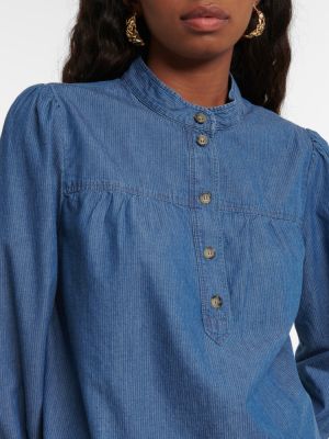 Памучна блуза A.p.c. синьо