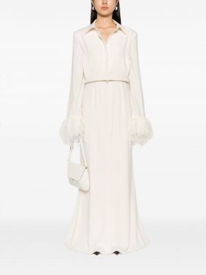 Sukienka długa w piórka z krepy Roland Mouret biała
