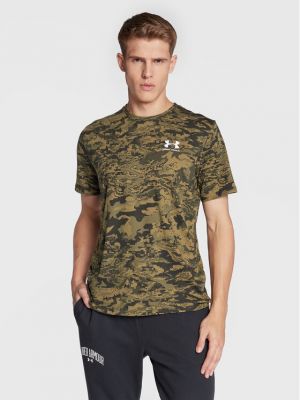 T-shirt in maglia Under Armour cachi