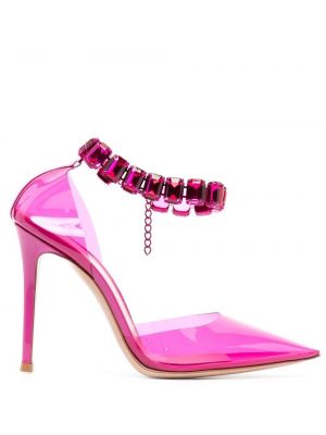 Pantofi cu toc transparente de cristal Gianvito Rossi roz
