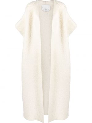 Плетено палто с качулка Sa Su Phi бяло