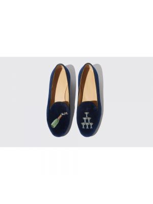 Aksamitne loafers Scarosso niebieskie