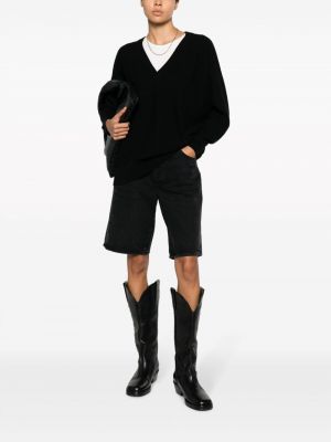 Sweter z kaszmiru z dekoltem w serek Kujten czarny