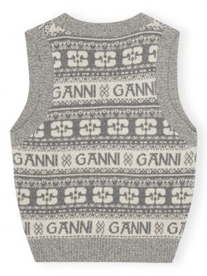 Pletená vesta Ganni šedá