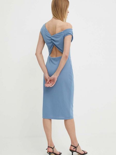 Sukienka midi dopasowana w jednolitym kolorze Lauren Ralph Lauren niebieska