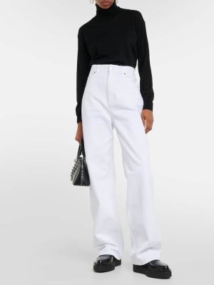 Voľné džínsy s rovným strihom s vysokým pásom Valentino biela