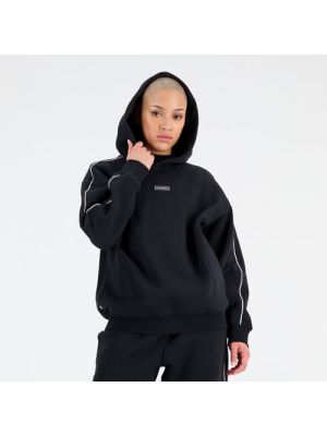 Oversize fleece hoodie aus baumwoll New Balance schwarz