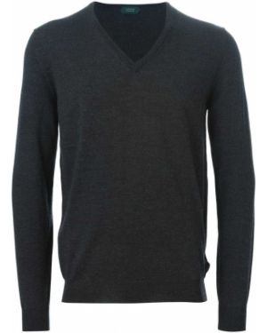 Pull à col v Zanone gris