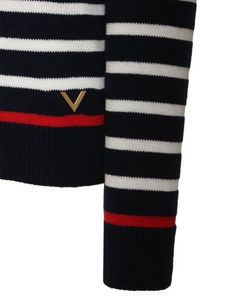 Памучен пуловер на райета Valentino