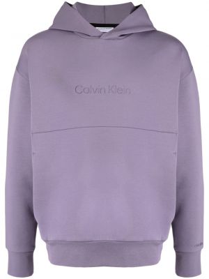 Mikina s kapucňou Calvin Klein fialová
