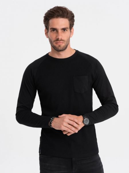 Tricou cu mânecă lungă Ombre Clothing negru