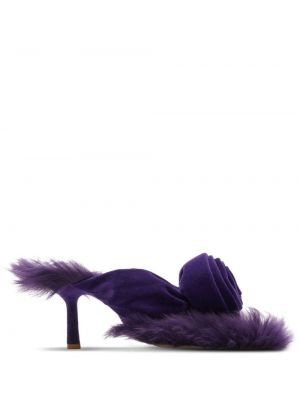 Sandale de catifea cu model floral Burberry violet