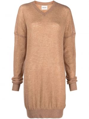 Sweter z dekoltem w serek Khaite brązowy