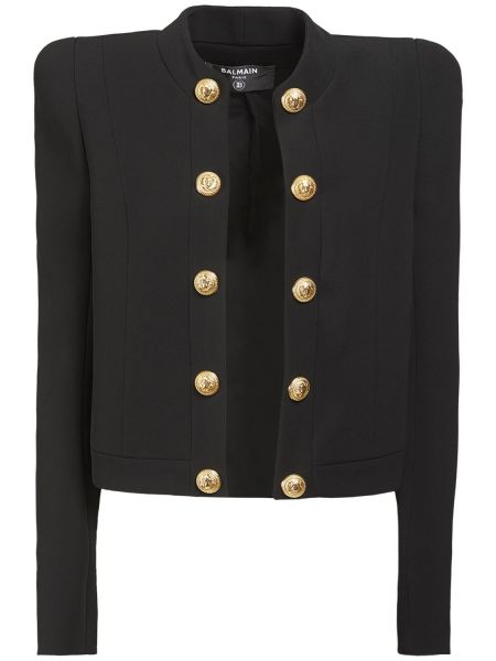 Blazer i viskos i crepe Balmain svart