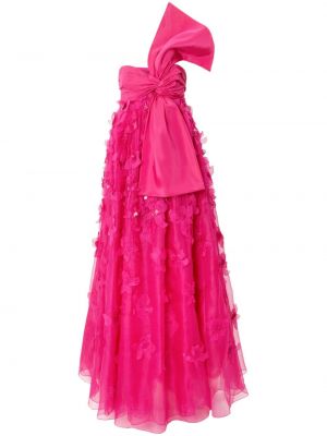 Вечерна рокля на цветя Carolina Herrera розово
